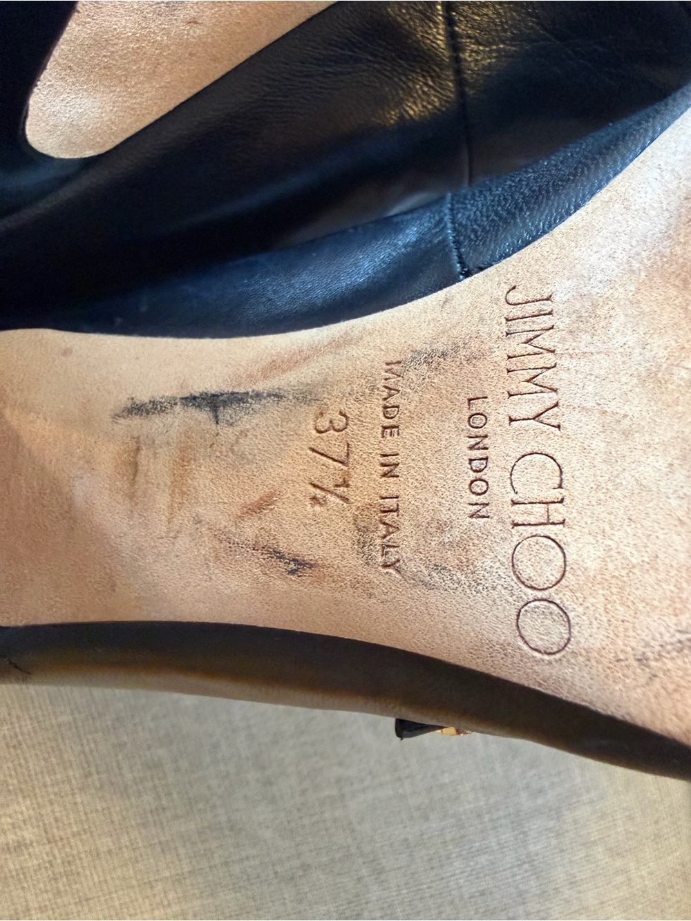 AUTHENTIC Jimmy Choo Black Venice 100 Heels in 37.5 (US women’s 7/7.5) - Picture 10 of 16